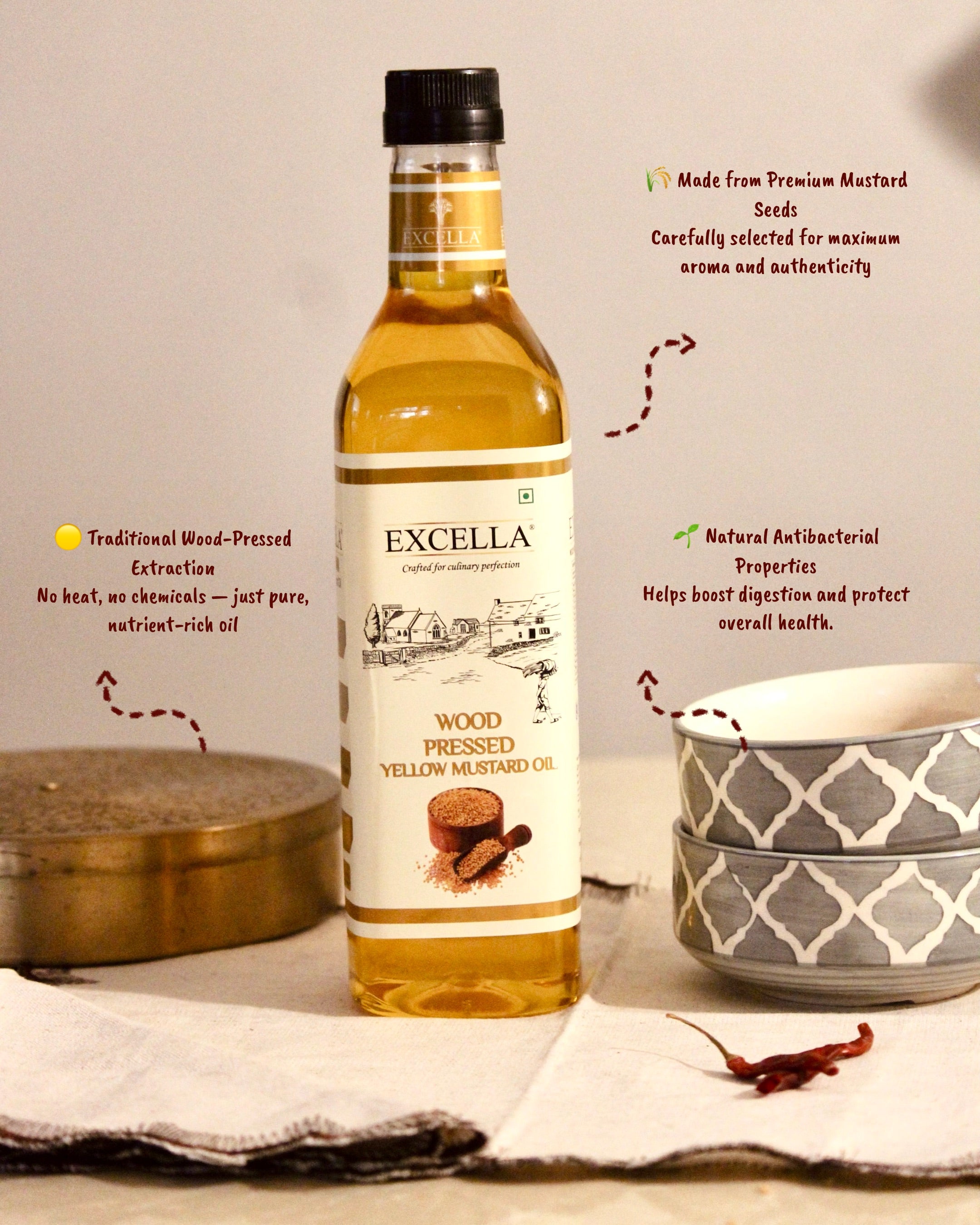 Wood Pressed Yellow Mustard Oil - 1 Litre